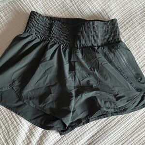 Women's Grey/Green Athletic Shorts with Built in Liner